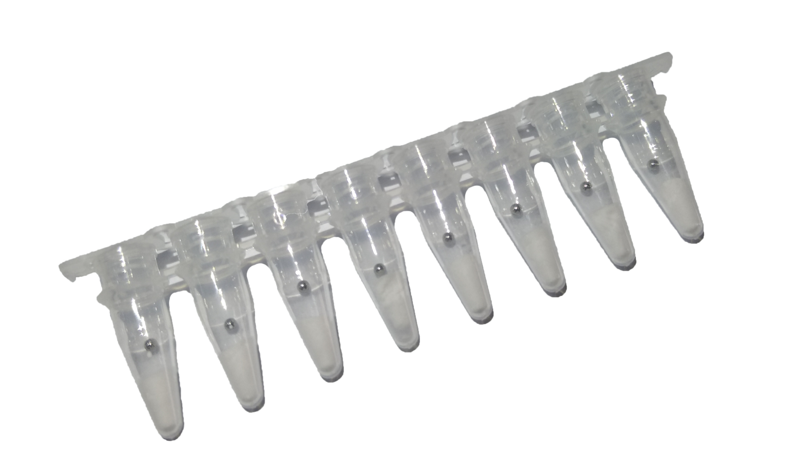 Eight-tube strip of lyophilised RAA reagent